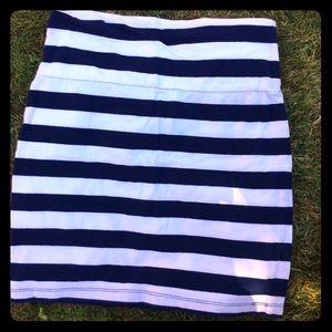 Navy blue and white striped skirt